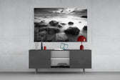 Cliffs panel catching soft light to reveal its ghostly water drift