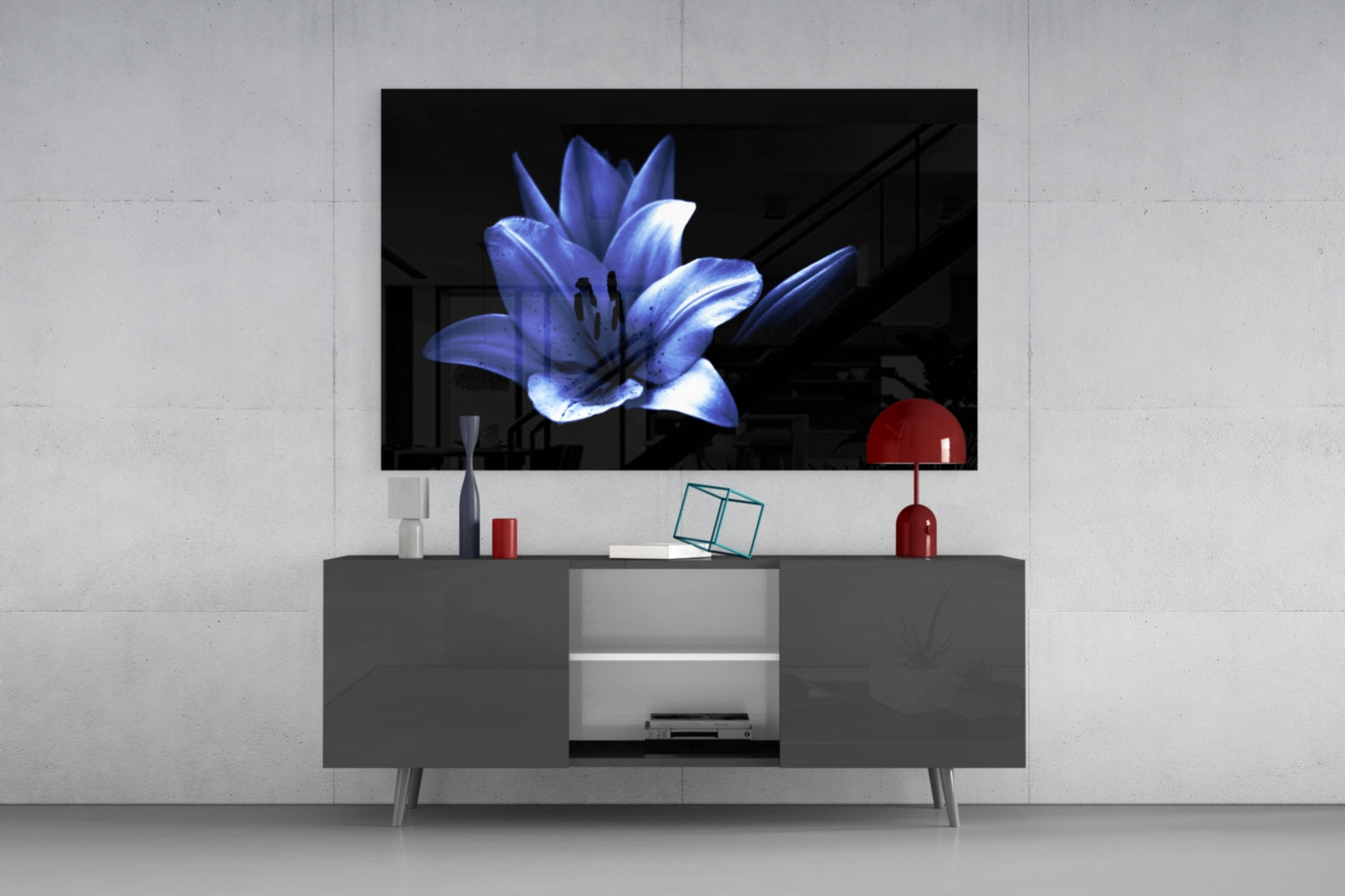 Purple Flower Glass Wall Art.