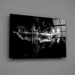 Silver trumpet panel bringing jazz-club mood to a contemporary living space