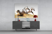 Running Horses panel catching daylight to reveal its dust plume