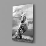 Monochrome gallop panel bringing dynamic motion to a contemporary living space