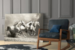 Running Horses glass print enhancing a hallway with equestrian spark