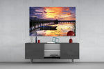 Sunset on the Dock panel catching warm light to reveal its mirror reflection