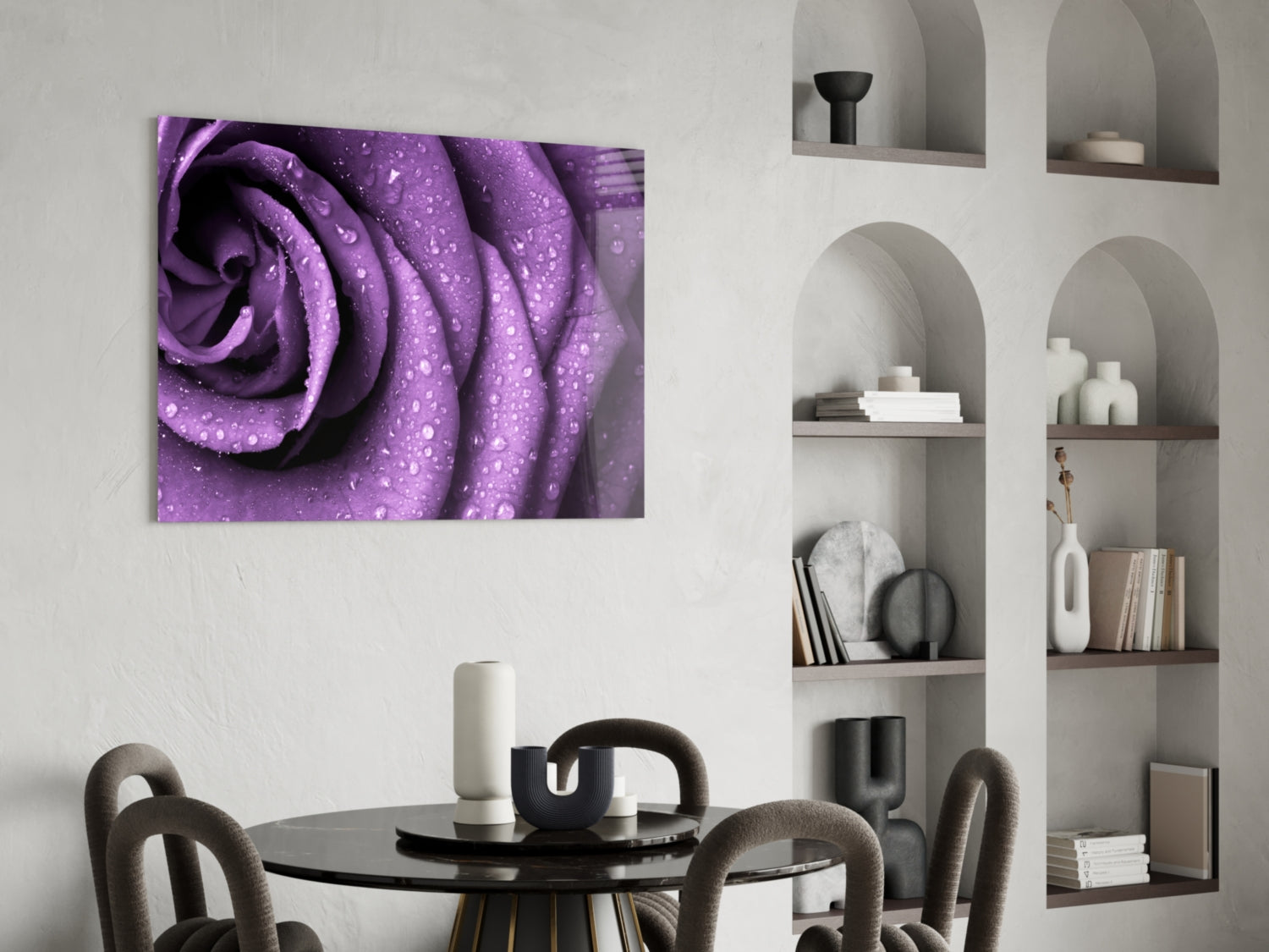 Purple Rose Glass Wall Art.