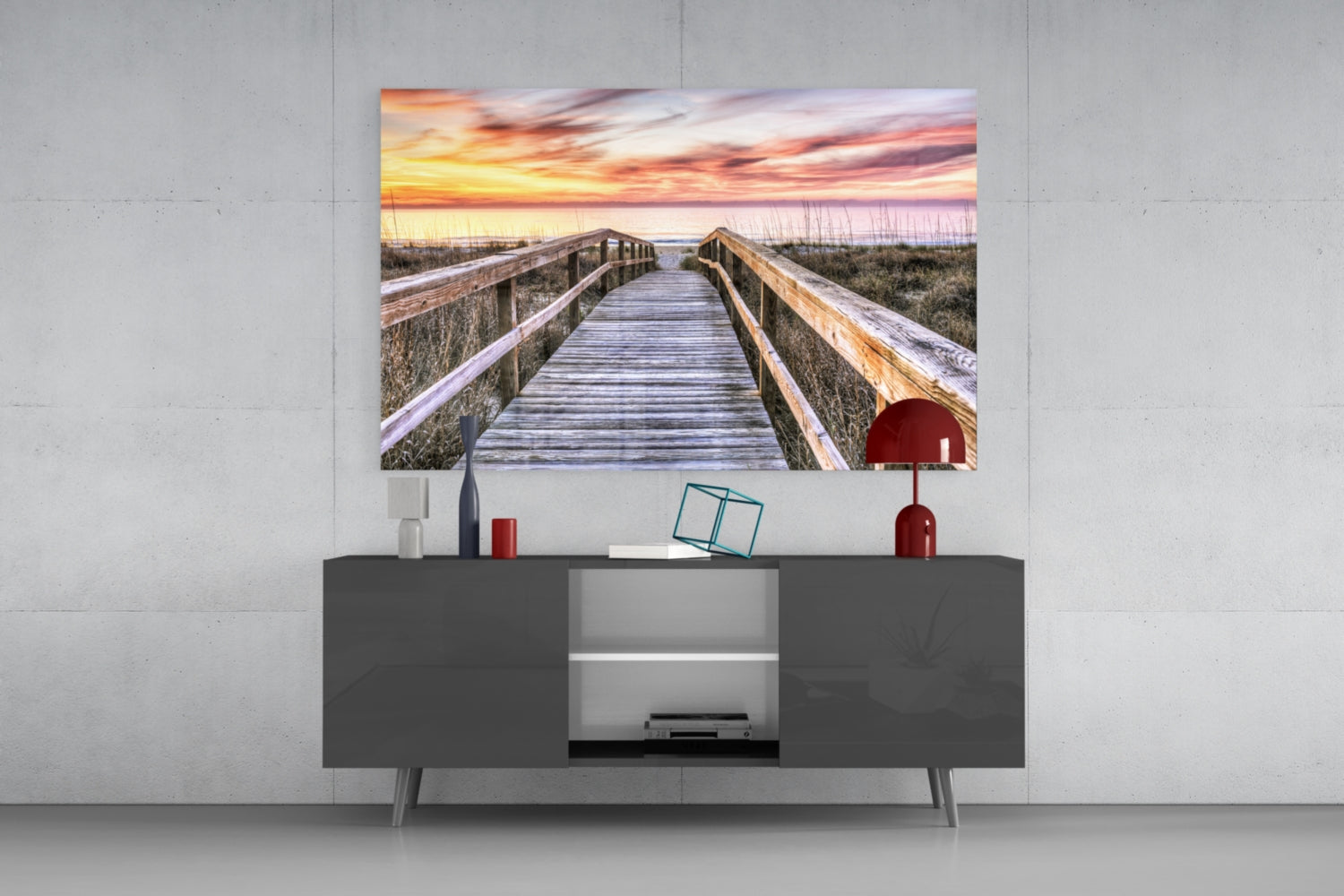 Sunset on the Dock Glass Wall Art.
