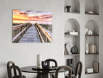 Sunset on the Dock panel adding twilight calm to a bedroom
