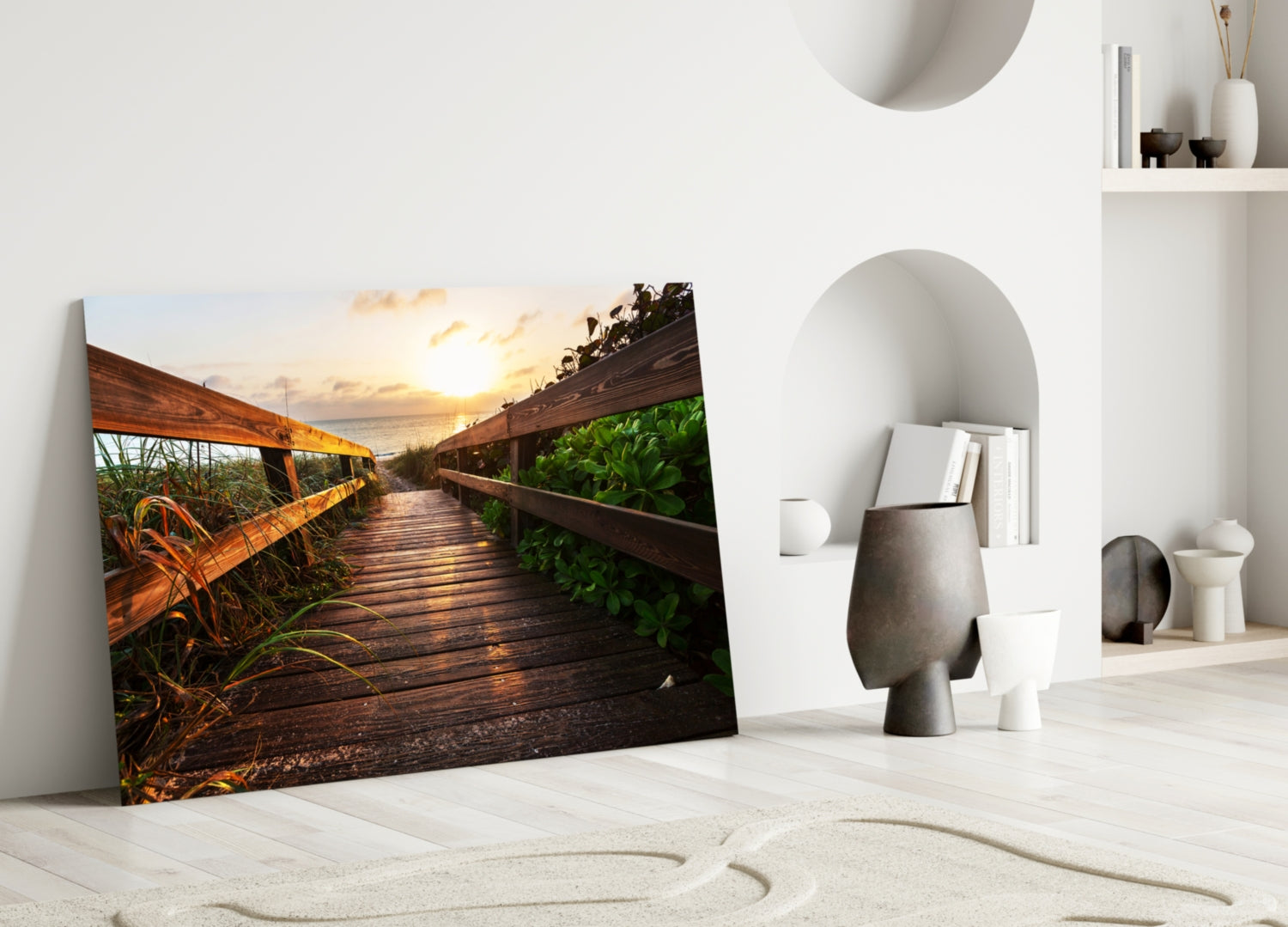 Sunset on the Beach Glass Wall Art.