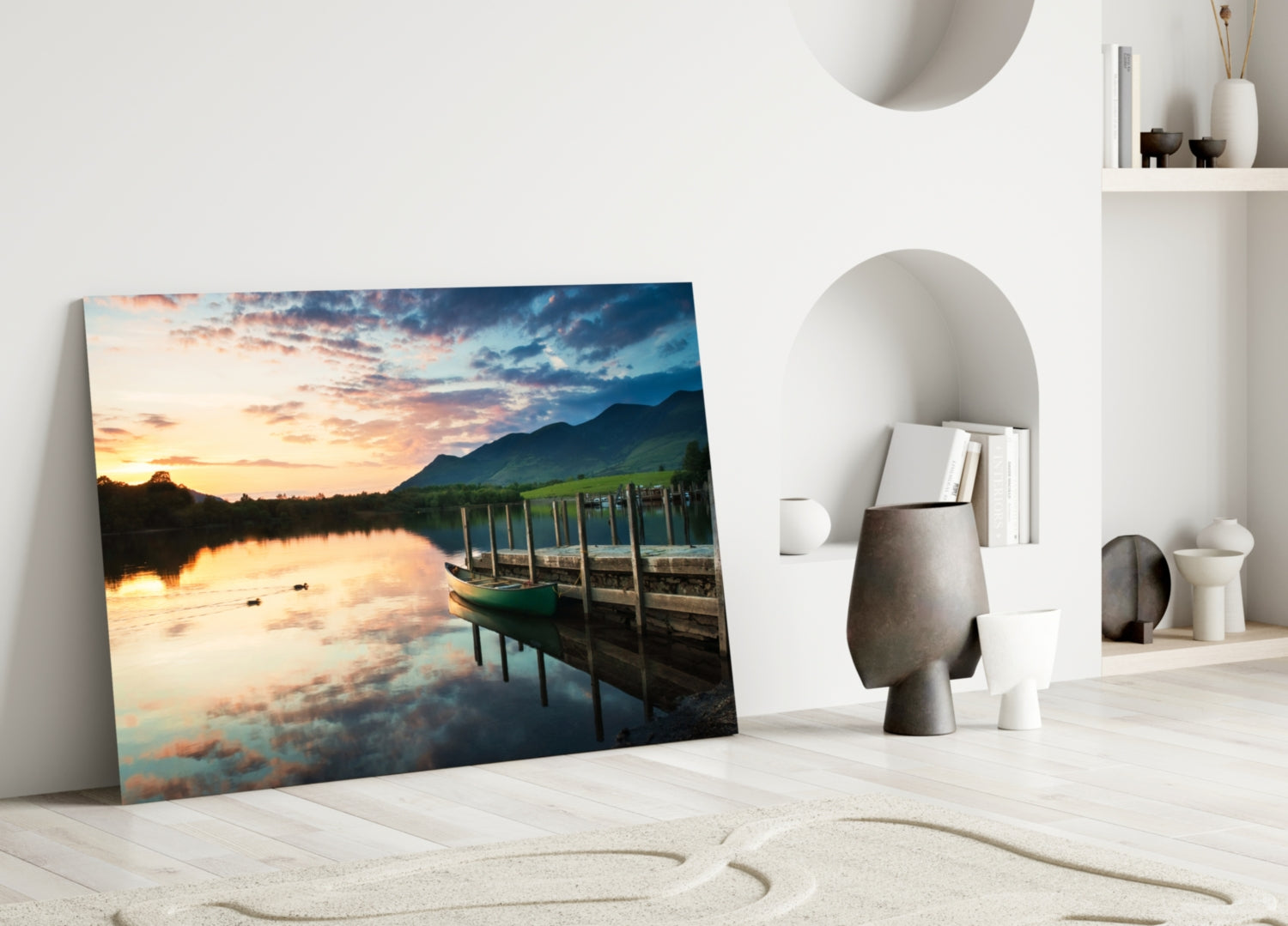 Lake Landscape Glass Wall Art.