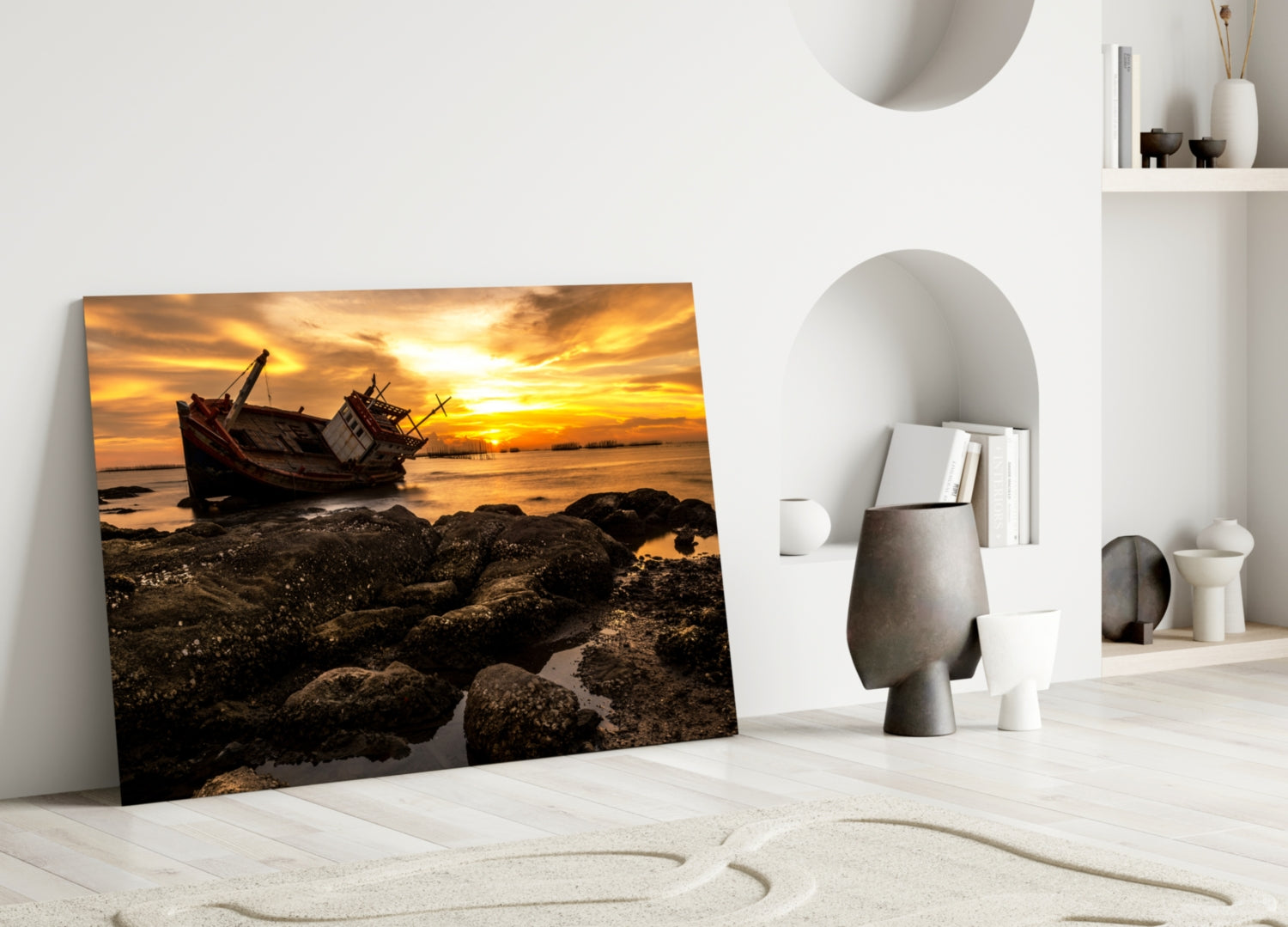 Ship Wreck Glass Wall Art.