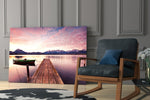 Sunset on the Beach glass print enhancing a hallway with horizon poetry