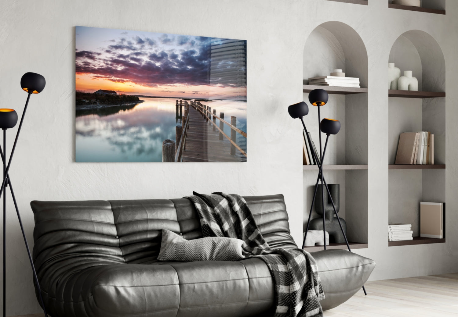 Sunset on the Beach Glass Wall Art.