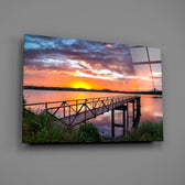 Truss bridge sunset panel bringing cinematic mood to a contemporary living space
