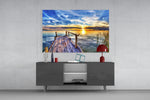 Dock panel catching warm light to reveal its glassy sunset