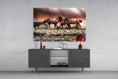 Horses panel catching warm light to reveal its surf-spray motion