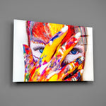Rainbow-paint portrait bringing imaginative pulse to a contemporary living space