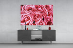 Pink Rose panel catching soft light to reveal its dewy petals