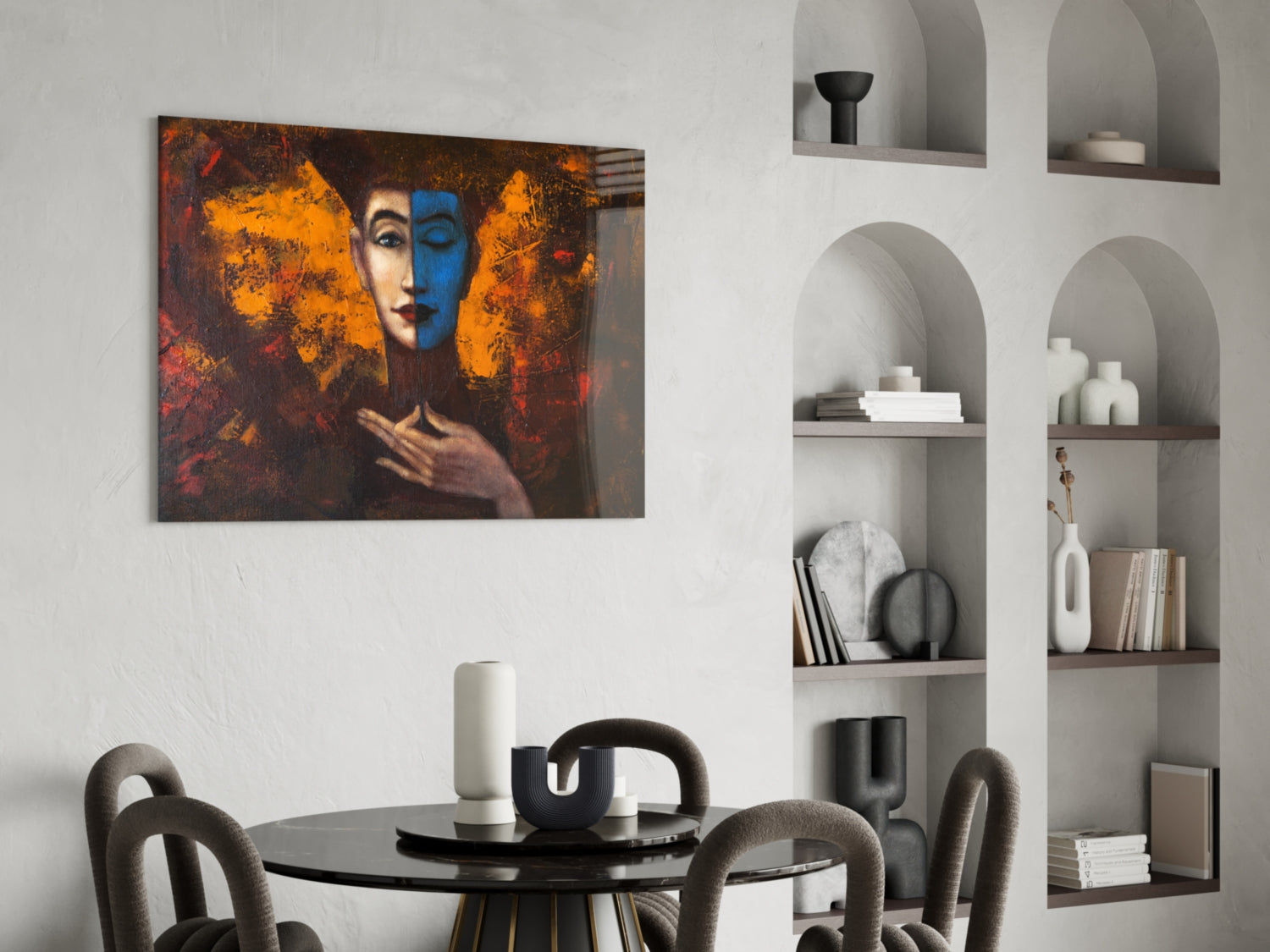 Abstract Woman Portrait Glass Wall Art.