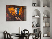 Abstract Woman Portrait panel adding after-dark mood to a lounge
