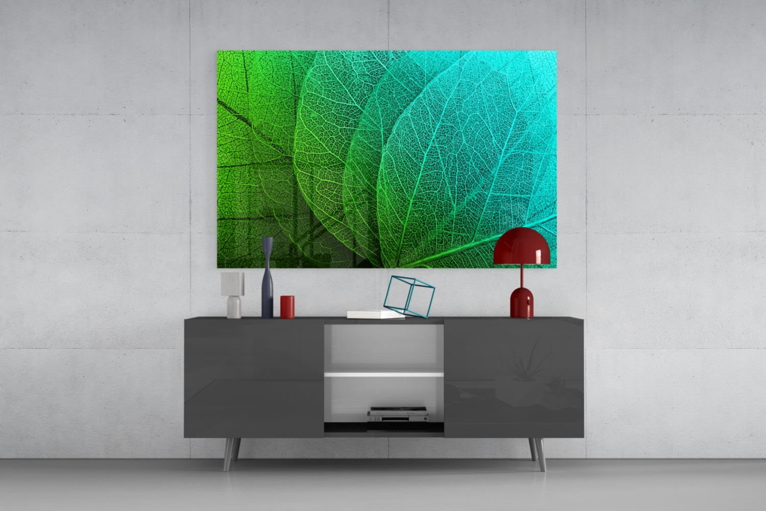 Green Leaf Glass Wall Art.