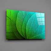Emerald-and-turquoise leaf panel bringing biophilic energy to a contemporary living space
