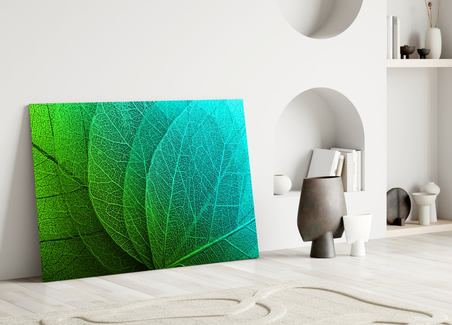 Green Leaf Glass Wall Art.