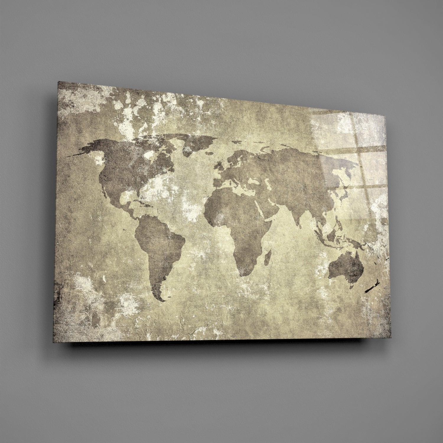 World Map Glass Wall Art.
