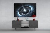 Cosmos panel catching low light to reveal its luminous swirl