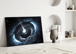 Close-up detail of bright central beacon at the heart of a spiral galaxy