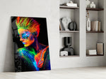 Woman Portrait glass print enhancing a gallery-inspired hallway