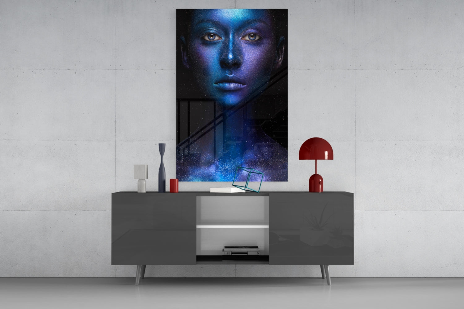 Woman Portrait Glass Wall Art.