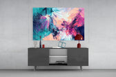 Abstract panel catching daylight to reveal its expressive brushwork