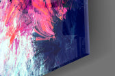 Abstract artwork anchoring a contemporary wall in bold palette