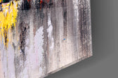 Abstract City artwork anchoring an entryway with urban palette