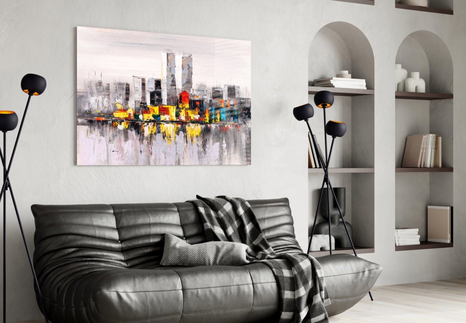 Abstract City Glass Wall Art.