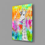 Ink giraffe panel bringing joyful color to a contemporary living space
