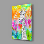 Ink giraffe panel bringing joyful color to a contemporary living space