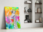 Giraffe glass print enhancing a family corner with a smile
