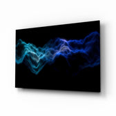 Rhythmic Fog glass wall art displayed above a console in a designer interior