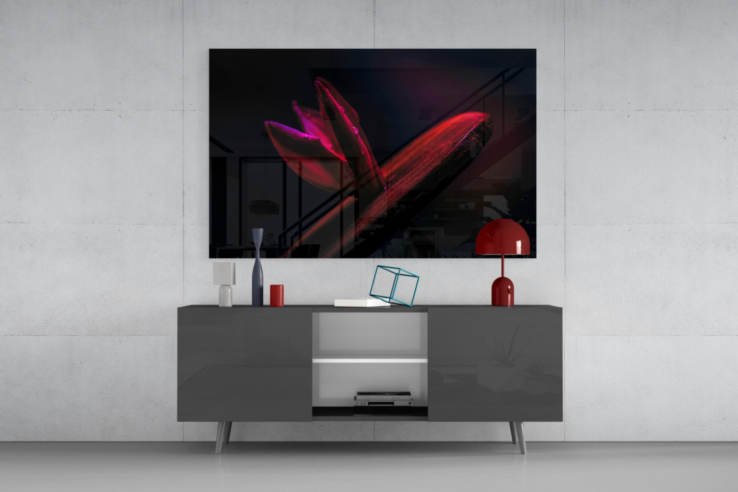 Red Leaf Glass Wall Art.