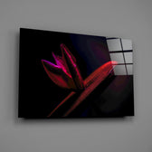 Crimson tulip-bud panel bringing romantic mood to a contemporary living space