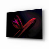 Red Leaf glass wall art displayed above a console in a designer interior