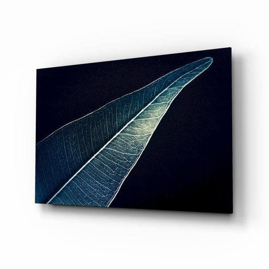 Green Leaf glass wall art displayed above a console in a designer interior