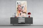 Abstract Woman panel catching soft light to reveal its collage layers