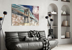 Illustration bridge glass wall art styled in a creative studio