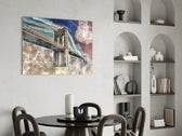 Illustration bridge panel adding cosmopolitan taste to a living room