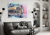 Illustration Taxi glass wall art styled in a creative studio