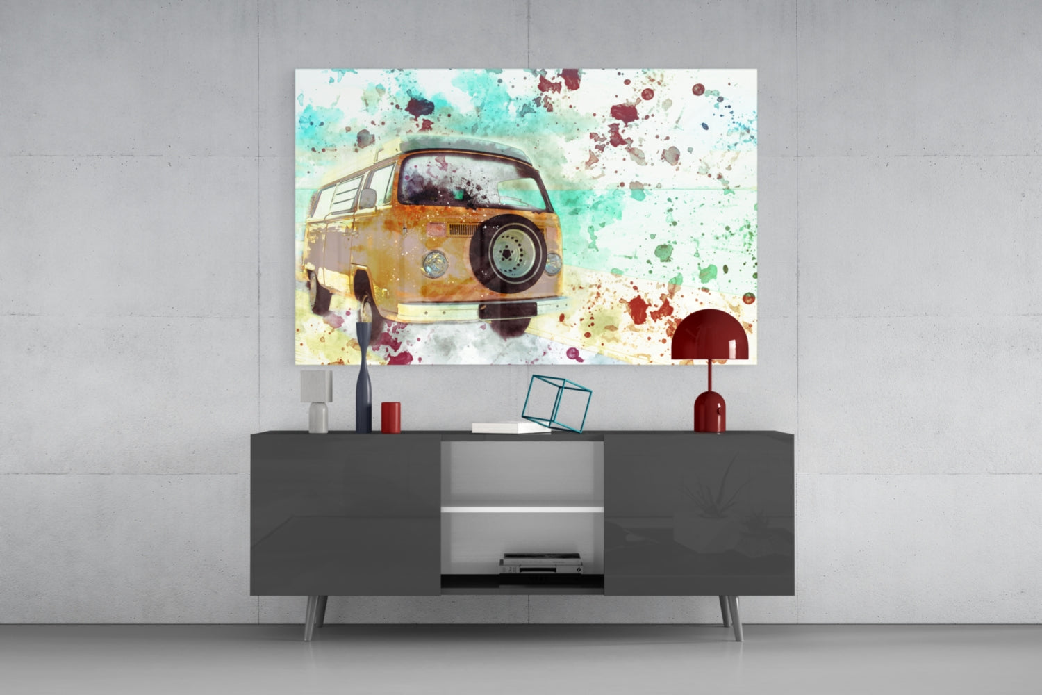 Illustration Vosvos Glass Wall Art.
