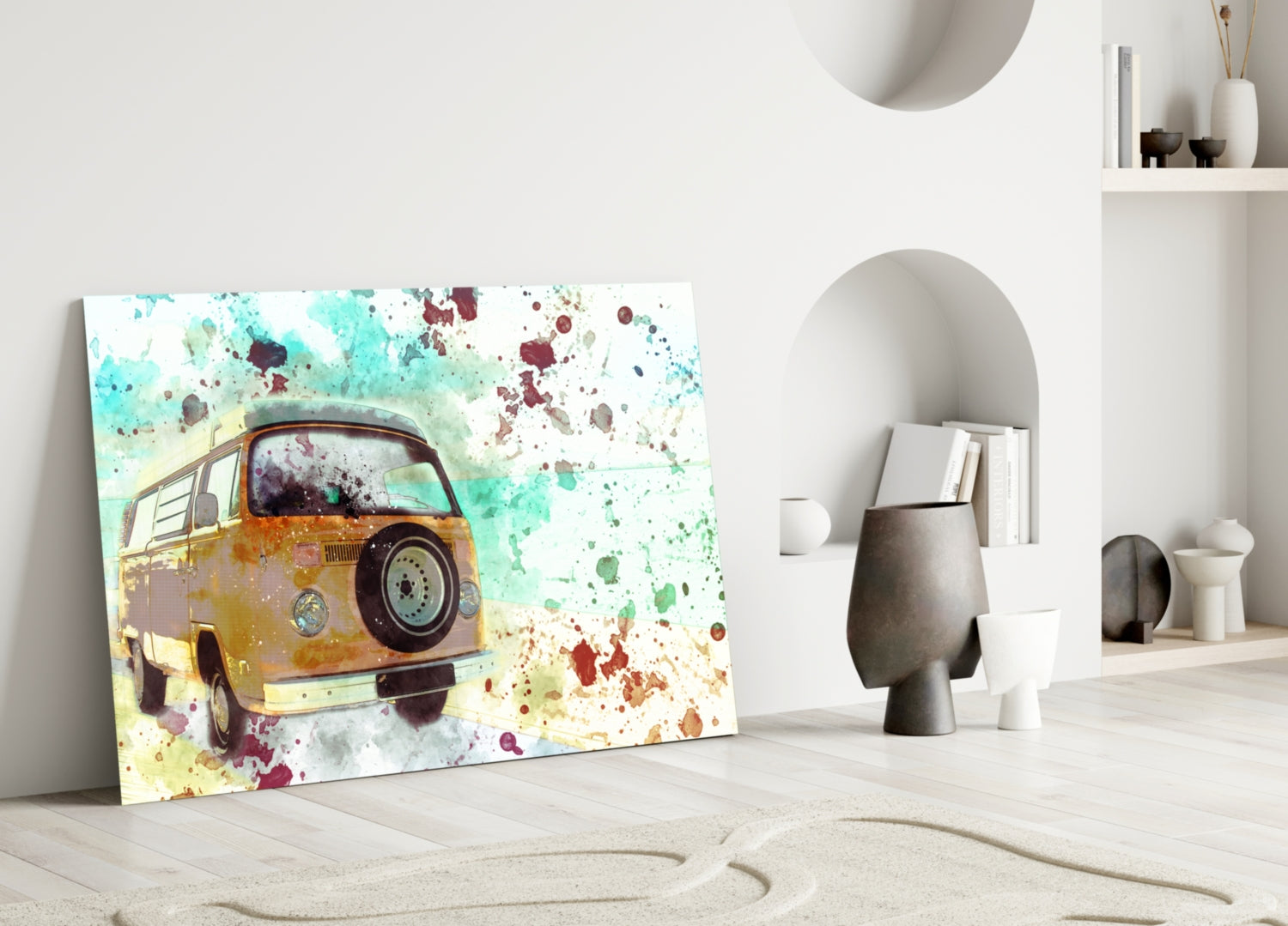 Illustration Vosvos Glass Wall Art.