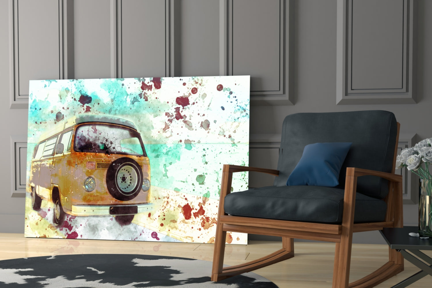 Illustration Vosvos Glass Wall Art.