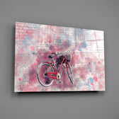 Red bicycle panel bringing imaginative pulse to a contemporary living space